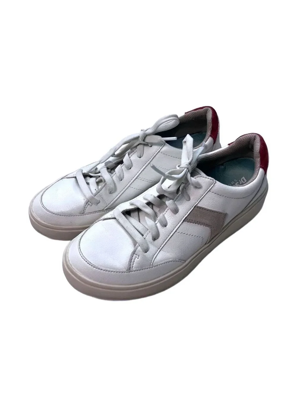 Dr. Scholl's Madison Lace White Leather Sneakers 7.5 M Comfort Retro Court Shoe